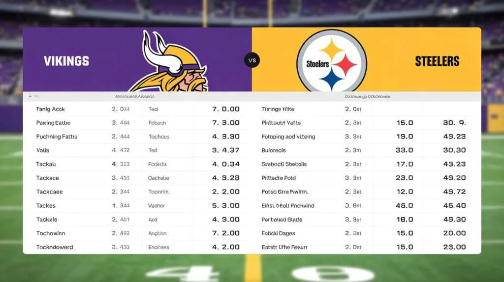 Minnesota Vikings vs Pittsburgh Steelers Match Player Stats
