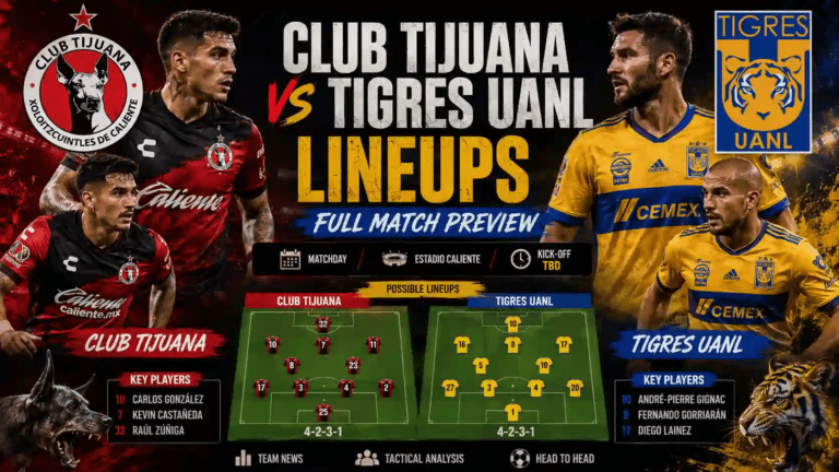 Club Tijuana vs Tigres UANL Lineups