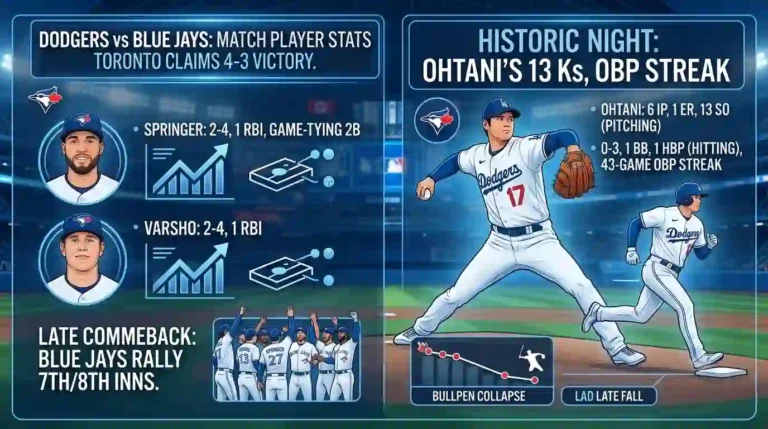 dodgers vs toronto blue jays match player stats